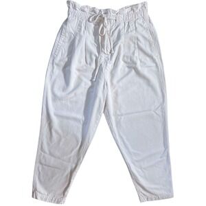 Free People Margate Trouser Pants Womens Pleated Paperbag Large White Baggy Chic